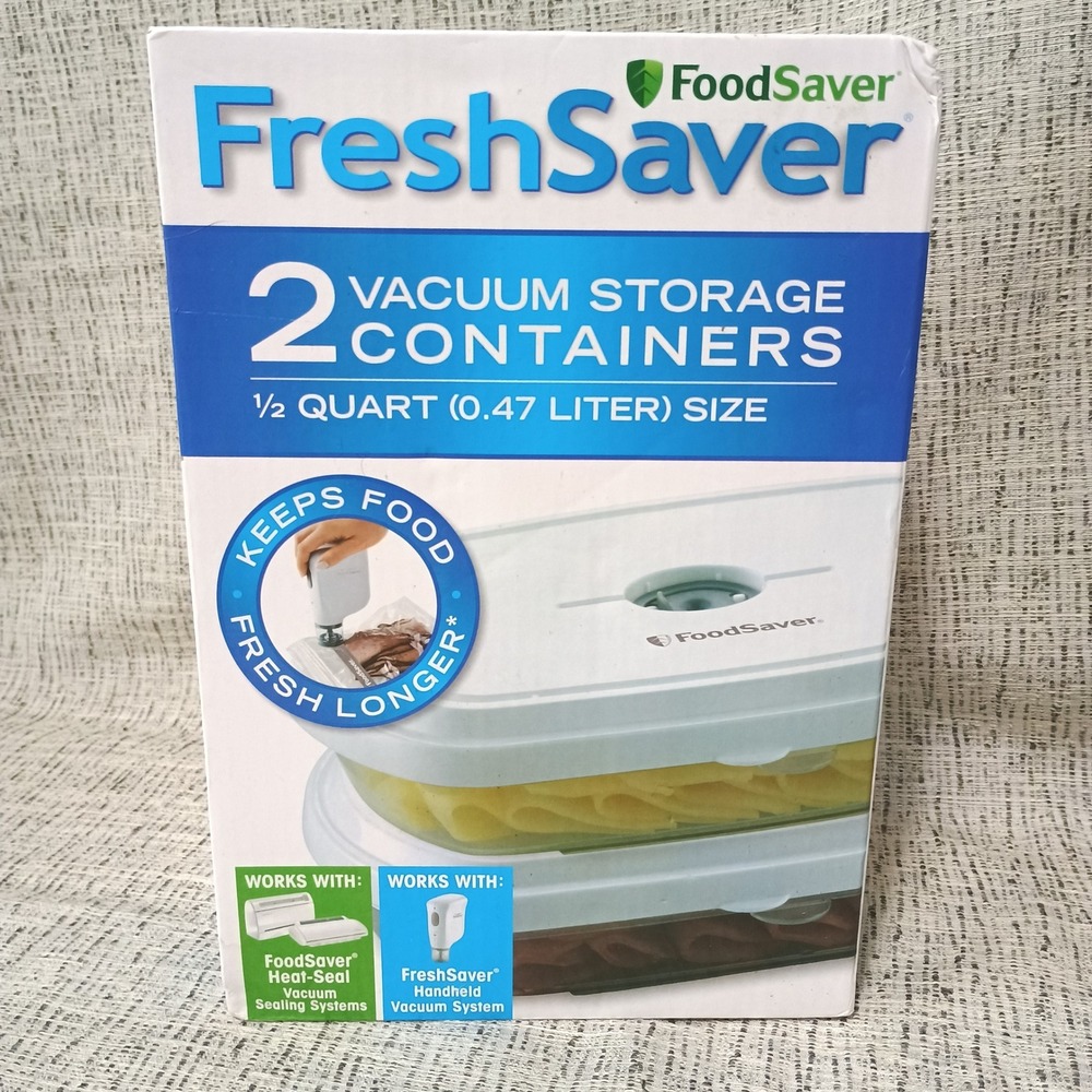 FoodSaver FreshSaver 2 Vacuum Storage Containers 1/2 Quart 0.47L BPA Free New